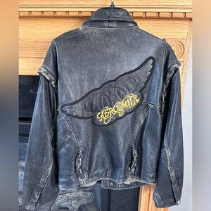 Vintage Aerosmith Leather Jacket Size Medium *RARE*